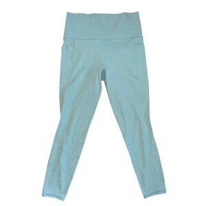 Athleta 7/8 Leggings Blue Supportive High Rise Waistband Side Pocket Yoga size S